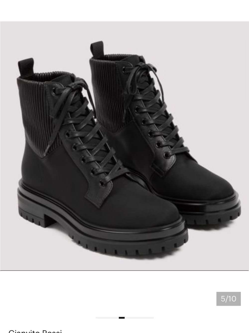Gianvito Rossi Black Martis Nylon Combat Boots Size- 37 1/2